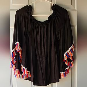 Southern Stitch Black Fringe Small